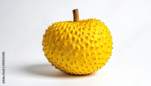 Bright Yellow Jackfruit on White Background, Close-up Studio Shot.