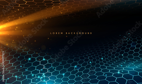 Hexagonal waved shapes with light effects