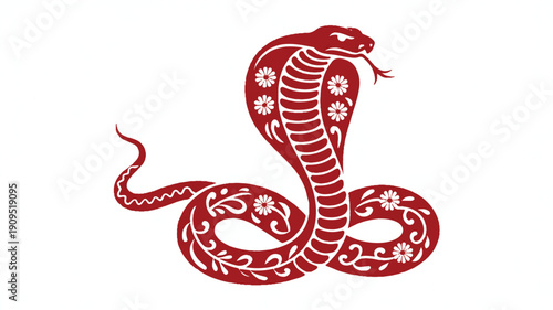 A stylized red cobra snake illustration with white decorative patterns (1)_traced