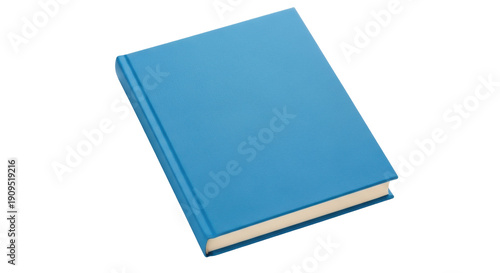 Photos Light blue hardcover book isolated on transparent background PNG, blank notebook