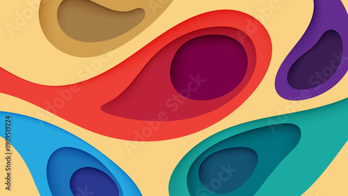 Abstract colorful papercut background with playful circles vector