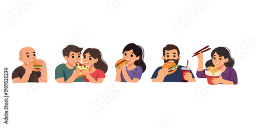 group of friends having snacks and fast food at party