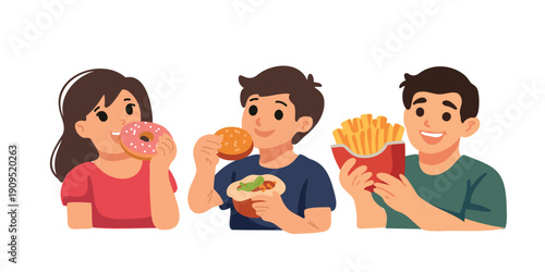 young adults sharing fast food meal in casual environment