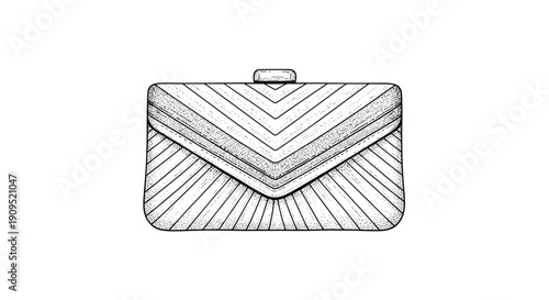 Chevron pattern clutch bag in line art style
