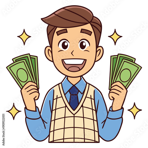 Professional woman celebrating success in modern office with city skyline view at sunset