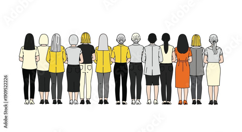 Diverse Group of People Standing Together Facing Away.