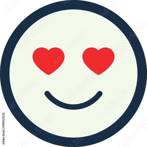 Smiling face with heart eyes emoji icon, love emotion symbol, vector graphic illustration