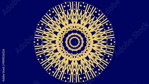 Ornate Gold Mandala Motion Graphic Rotating on Dark Blue Background for Meditation Yoga Spirituality and Islamic Geometric Art Design Projects