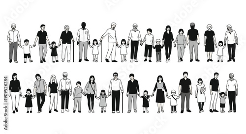 Diverse Group of People Representing Different Generations and Families.