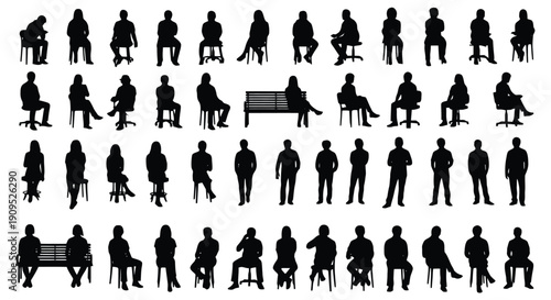 Collection of Diverse Human Silhouettes in Various Poses.