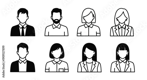 Collection of Diverse Business People Avatar Icons.
