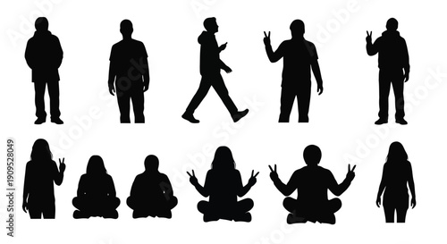 Collection of Diverse Human Silhouettes in Various Poses.