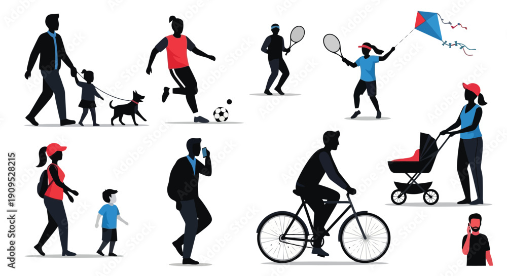 Fototapeta premium Diverse Group of People Engaged in Various Outdoor Activities.