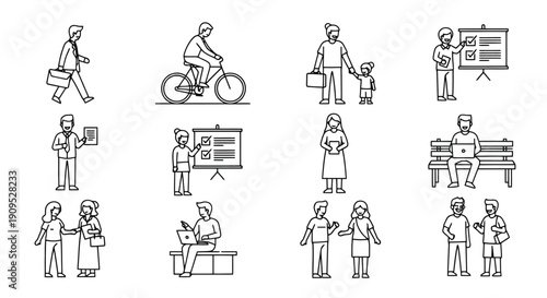 Collection of Diverse People Engaged in Various Daily Activities.