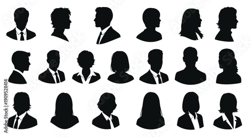 Collection of Diverse Business Professional Silhouettes.