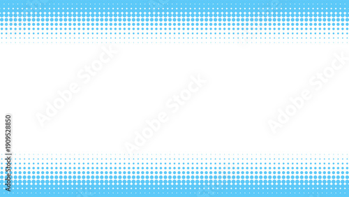 上下に水色のハーフトーン模様のフレーム背景