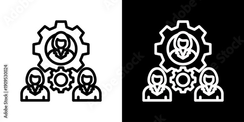 Hr Outsourcing Icon Set Vector Collection Isolated In Black And White