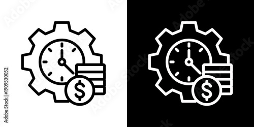 Time Is Money Icon Set Vector Collection Isolated In Black And White