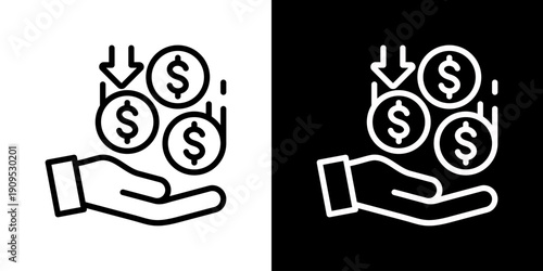 Earning Icon Set Vector Collection Isolated In Black And White