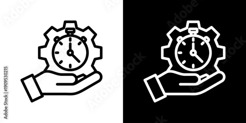 Time Management Icon Set Vector Collection Isolated In Black And White
