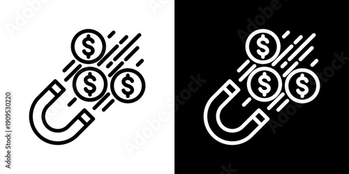 Attract Icon Set Vector Collection Isolated In Black And White