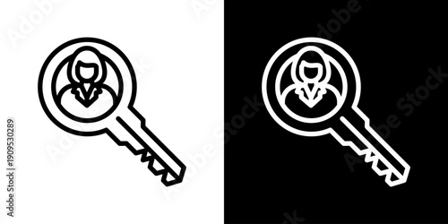 Key Person Icon Set Vector Collection Isolated In Black And White
