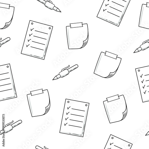 Seamless To-Do List Pattern – Minimal Black and White Planner Doodle Vector Background