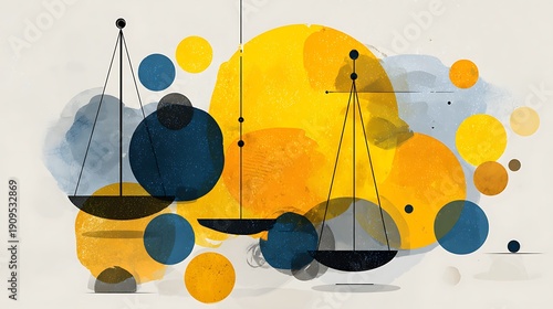 Colorful Abstract Scale Silhouettes in Yellow Blue
