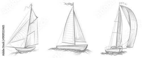 Vintage sailing ship engraving illustration