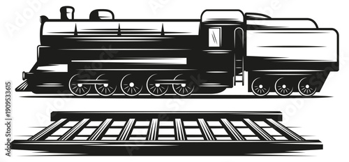 Classic steam train locomotive illustration