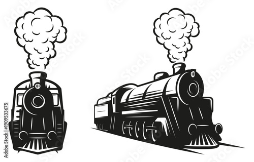 Classic steam train locomotive illustration