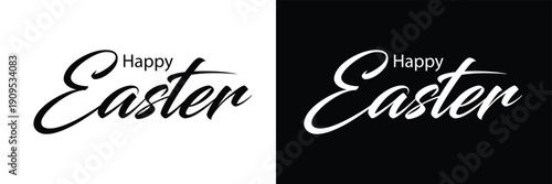 Happy easter letter hand written calligraphy. happy easter typography on isolated background. . Vector illustration. . EPS 10 .