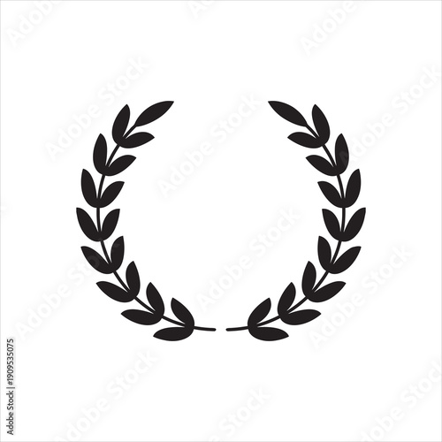 Gold laurel wreath award vector illustration with leaves and crown elements