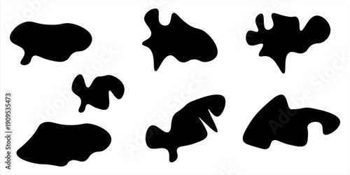 Cow seamless pattern. Vector long abstract background with repeated hand drawn black stains on a white background. Monochrome texture