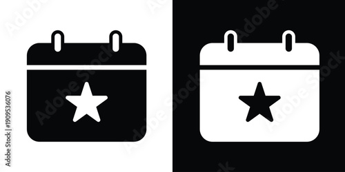 Minimalist calendar icon featuring a star symbol. Ideal for marking special events, holidays, favorited dates, anniversaries, or important milestones in a clean vector format.