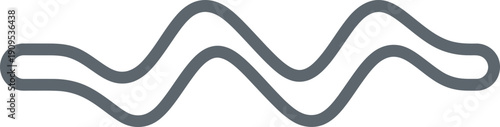 Two parallel curvy lines creating a wave or sound vibration symbol. Simple graphic vector illustration for interface, emblem, logo