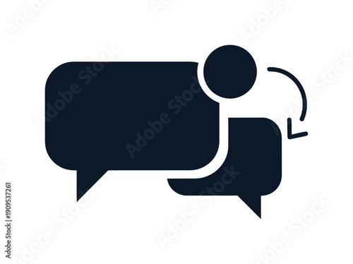 Dark blue chat bubbles icon symbolizing online communication, social media interaction, messaging, and digital dialogue for application interfaces, web pages, and mobile platforms.