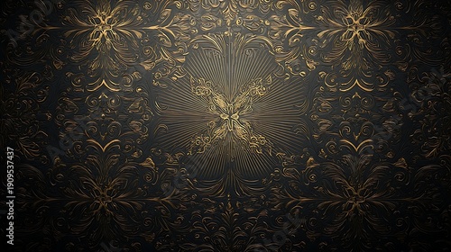 Elegant Ornate Gold Pattern with Dark Background