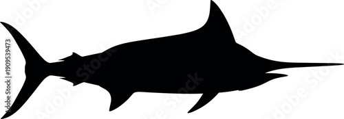 Swordfish silhouette vector illustration isolated on white background marine animal logo design minimalist, - flavector