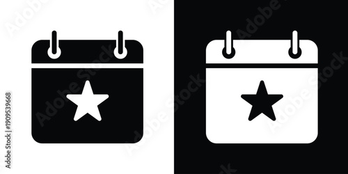 Minimalist calendar icon featuring a star symbol. Ideal for marking special events, holidays, favorited dates, anniversaries, or important milestones in a clean vector format.