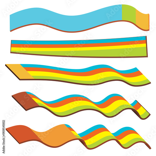 Collection of flowing paper line art patterns