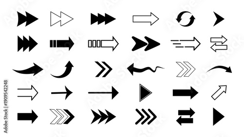 Arrow icon set. Arrow. Cursor. Black vector arrows icons. Collection different arrows sign. Modern simple arrows.