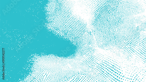 Halftone dots pattern on cyan background graphic