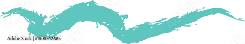 Teal abstract paint brush stroke on transparent background