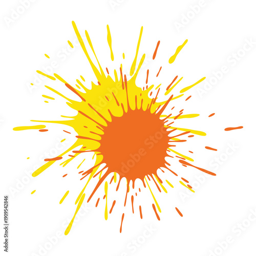 Abstract yellow orange sunburst paint splash