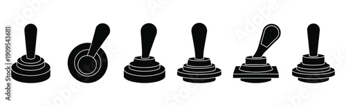 Set of industrial lever handle control switches icons vector silhouette design