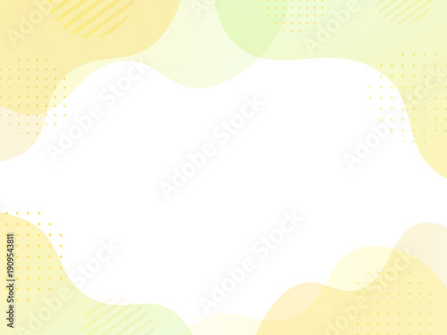 紅葉イチョウを思わせるくすみ黄色グラデの流体メンフィス風フレーム背景（4対3・透過）