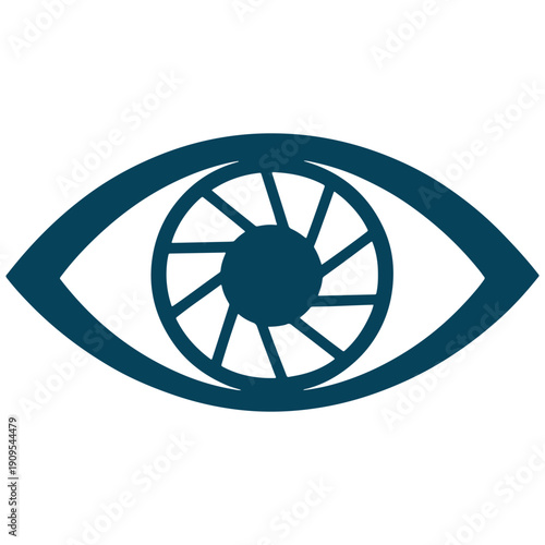 Minimalist surveillance eye icon with film strip pattern
