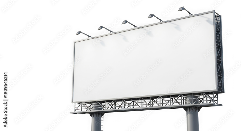 Obraz premium A blank billboard with lights on top isolated on transparent background