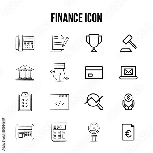 Finance line icons. Money business account, currency management finance audition money calculating. Business investment vector symbols